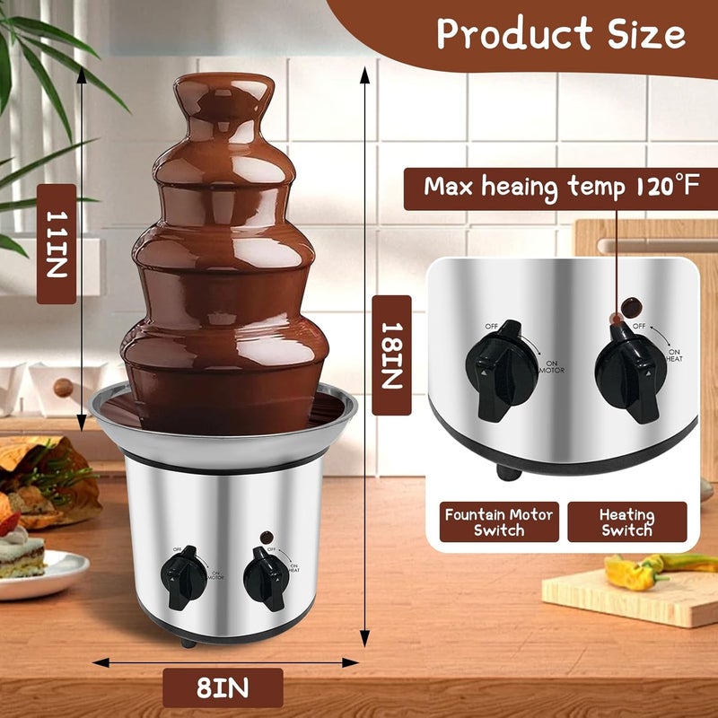 Ottapic Chocolate Fountain Machine Electric Chocolate Fondue Fountain Machine 4 Tier Stainless Steel 4-Pound Capacity for Chocolate, Butter, Cheese - Image 5